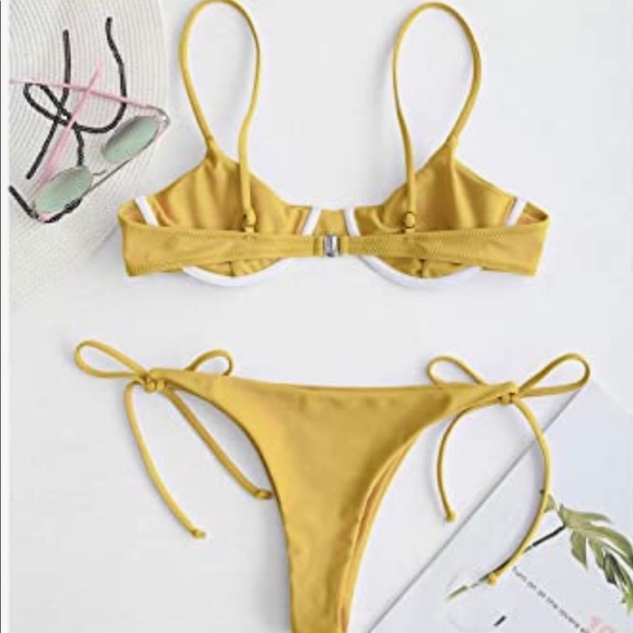 underwire push up tie side string bikini swimsuit - Picture 3 of 6